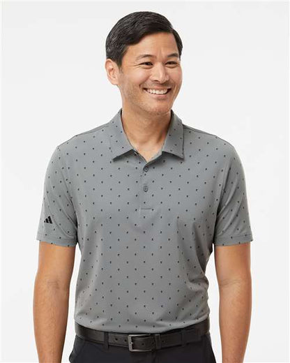 adidas A574 Men's Ultimate365 Pine Tree Polo - Grey Three/ Black - OnModelFront