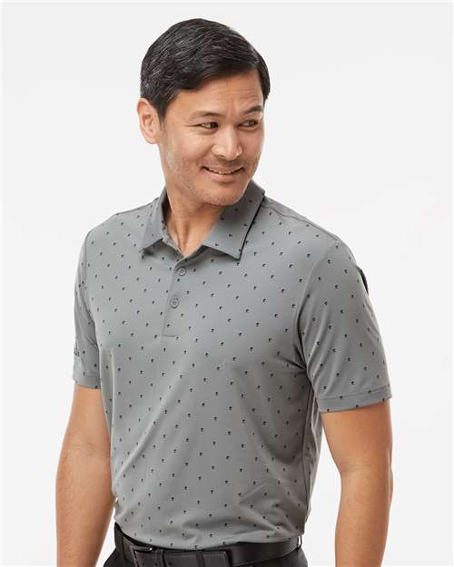 adidas A574 Men's Ultimate365 Pine Tree Polo - Grey Three/ Black - OnModelSide