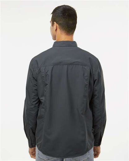 DRI DUCK 4441 Men's Crossroad Woven Shirt - Charcoal - OnModelBack
