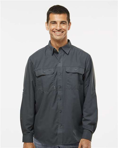 DRI DUCK 4441 Men's Crossroad Woven Shirt - Charcoal - OnModelFront