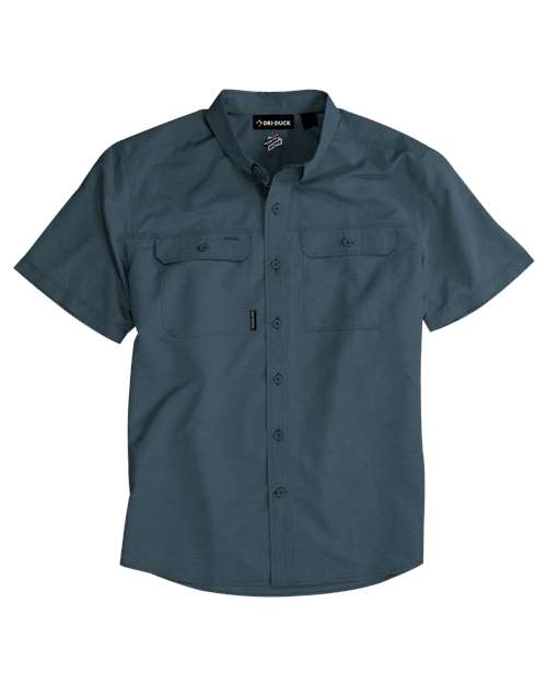DRI DUCK 4445 Men's Crossroad Woven Short Sleeve Shirt - Slate Blue - Front