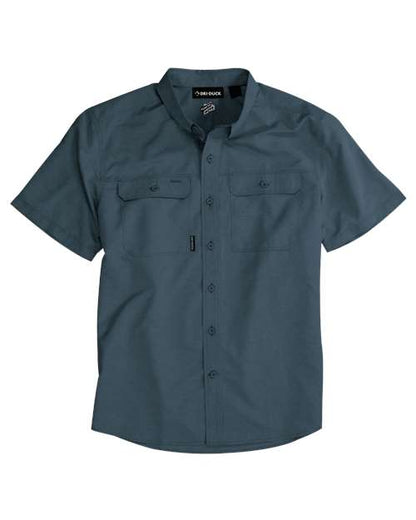 DRI DUCK 4445 Men's Crossroad Woven Short Sleeve Shirt - Slate Blue - Front
