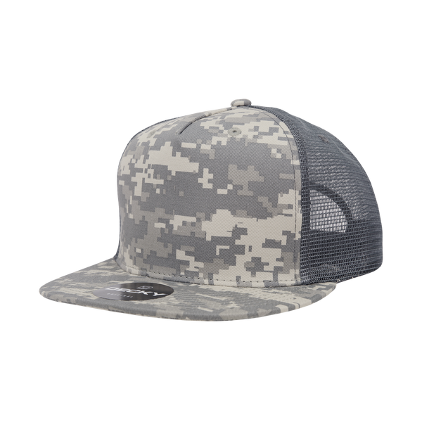 Decky-1040-5 Panel High Profile Structured Cotton Blend Trucker - ACU