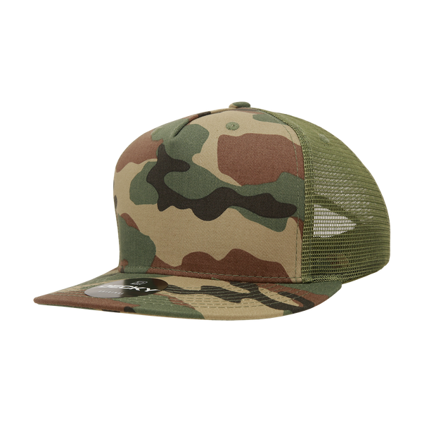 Decky-1040-5 Panel High Profile Structured Cotton Blend Trucker - Wdl/Olive