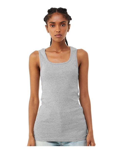 BELLA+CANVAS 1081 Women's Micro Rib Tank - Athletic Heather - OnModelFront
