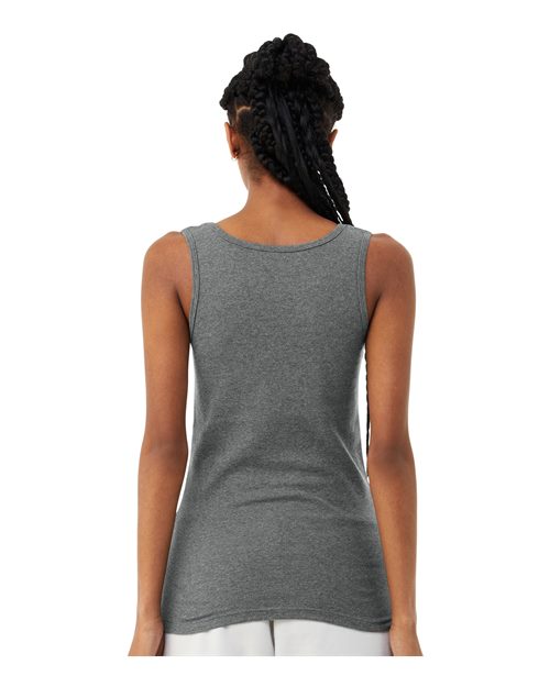 BELLA+CANVAS 1081 Women's Micro Rib Tank - Deep Heather - OnModelBack