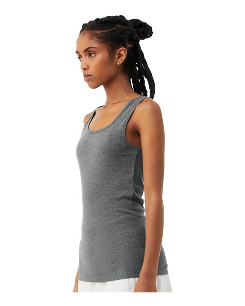 BELLA+CANVAS 1081 Women's Micro Rib Tank - Deep Heather - OnModelSide