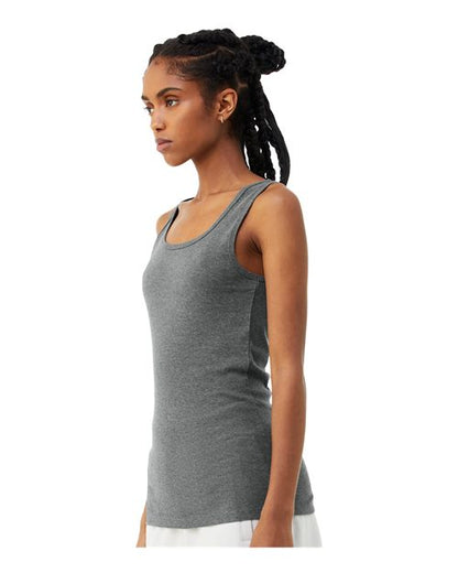 BELLA+CANVAS 1081 Women's Micro Rib Tank - Deep Heather - OnModelSide