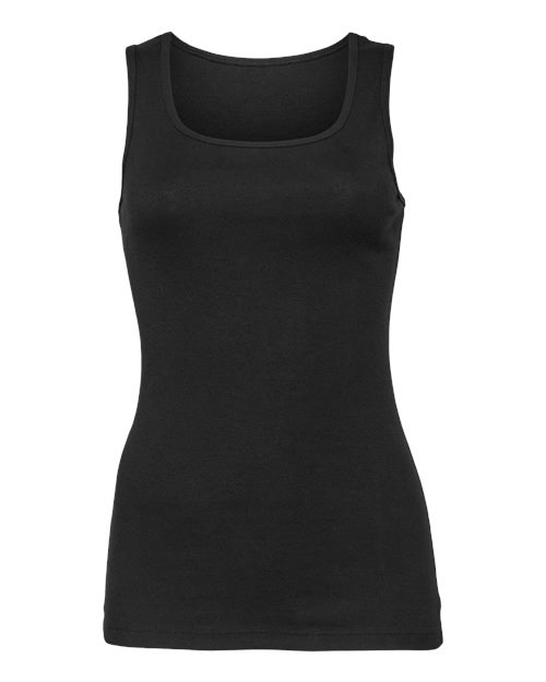 BELLA+CANVAS 1081 Women's Micro Rib Tank - Solid Black Blend - Front