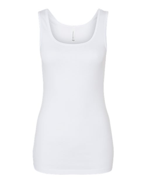 BELLA+CANVAS 1081 Women's Micro Rib Tank - Solid White Blend - Front