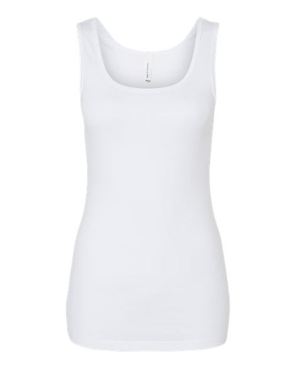 BELLA+CANVAS 1081 Women's Micro Rib Tank - Solid White Blend - Front