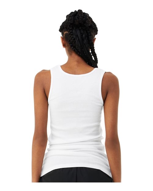 BELLA+CANVAS 1081 Women's Micro Rib Tank - Solid White Blend - OnModelBack