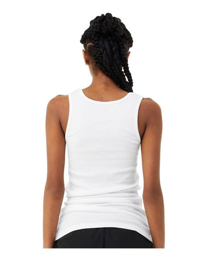 BELLA+CANVAS 1081 Women's Micro Rib Tank - Solid White Blend - OnModelBack