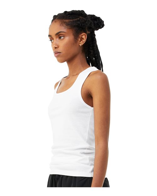 BELLA+CANVAS 1081 Women's Micro Rib Tank - Solid White Blend - OnModelSide