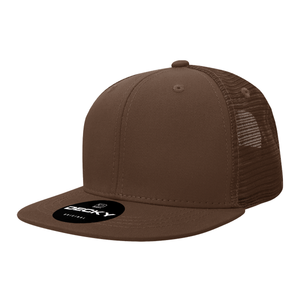 Decky-1052-6 Panel High Profile Structured Acrylic/Polyester Trucker - Brown