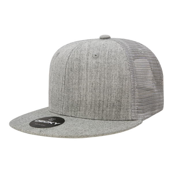 Decky-1052-6 Panel High Profile Structured Acrylic/Polyester Trucker - HeatherGrey