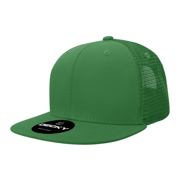 Decky-1052-6 Panel High Profile Structured Acrylic/Polyester Trucker - Kelly