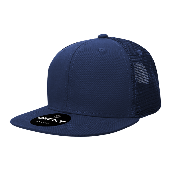 Decky-1052-6 Panel High Profile Structured Acrylic/Polyester Trucker - Navy