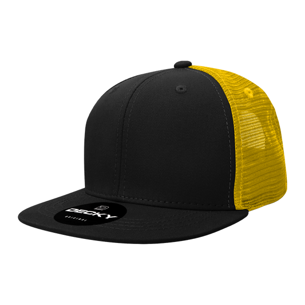 Decky-1052-6 Panel High Profile Structured Acrylic/Polyester Trucker - BlackGold