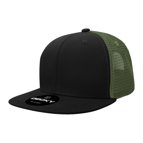 Decky-1052-6 Panel High Profile Structured Acrylic/Polyester Trucker - BlackOlive