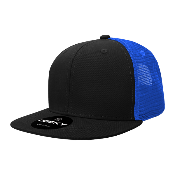 Decky-1052-6 Panel High Profile Structured Acrylic/Polyester Trucker - BlackRoyal