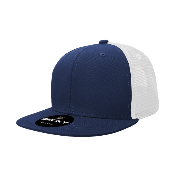 Decky-1052-6 Panel High Profile Structured Acrylic/Polyester Trucker - Navy/White