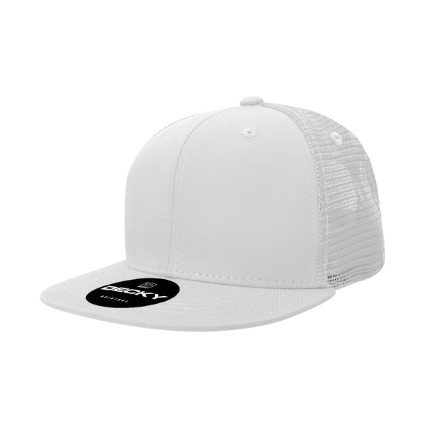 Decky-1052-6 Panel High Profile Structured Acrylic/Polyester Trucker - White