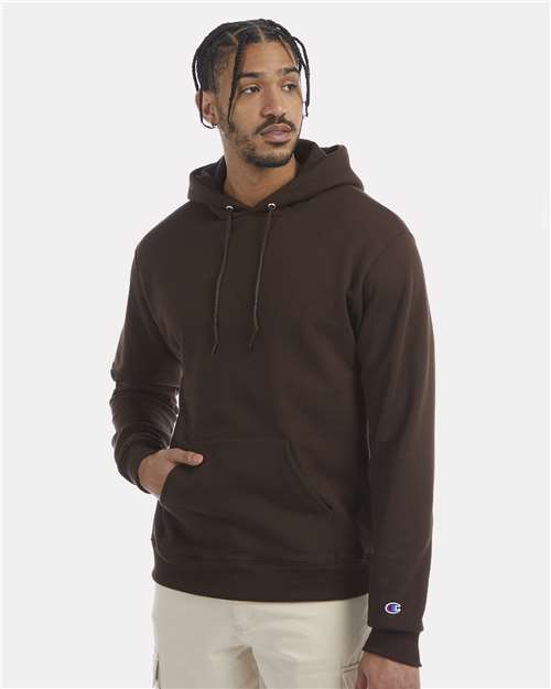 Champion S700 Unisex Powerblend® Hooded Sweatshirt - Chocolate Brown - OnModelFront