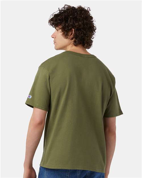 Champion T105 Unisex Heritage Jersey T-Shirt - Fresh Olive - OnModelBack