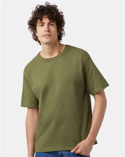 Champion T105 Unisex Heritage Jersey T-Shirt - Fresh Olive - OnModelFront