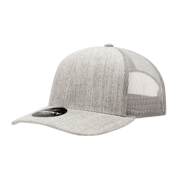 Decky-1053-6 Panel Mid Profile Structured Acrylic/Polyester Trucker - Heather Grey