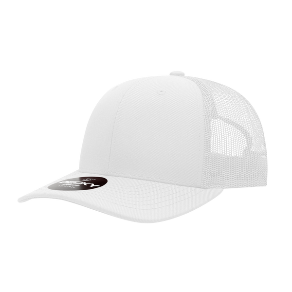 Decky-1053-6 Panel Mid Profile Structured Acrylic/Polyester Trucker - White
