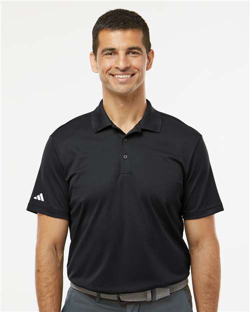 adidas A430 Men's Performance Piqué Polo - Black - OnModelFront