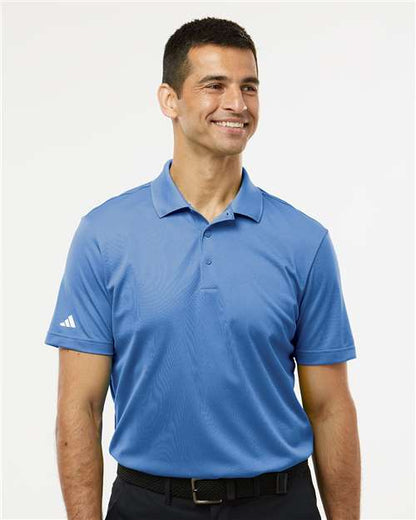 adidas A430 Men's Performance Piqué Polo - Blue Fusion - OnModelFront