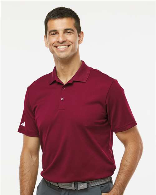 adidas A430 Men's Performance Piqué Polo - Collegiate Burgundy - OnModelFront