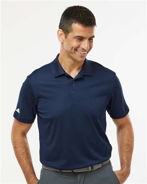 adidas A430 Men's Performance Piqué Polo - Collegiate Navy - OnModelFront