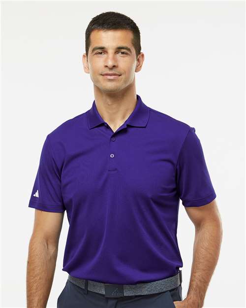 adidas A430 Men's Performance Piqué Polo - Collegiate Purple - OnModelFront
