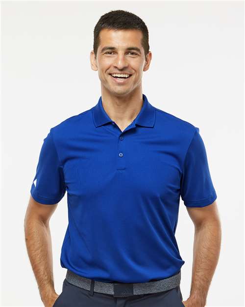 adidas A430 Men's Performance Piqué Polo - Collegiate Royal - OnModelFront