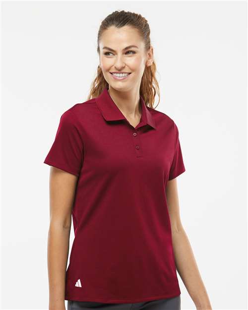 adidas A431 Women's Performance Piqué Polo - Collegiate Burgundy - OnModelFront
