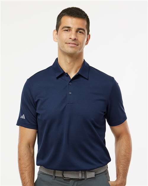 adidas A580 Men's Micro Piqué Polo - Collegiate Navy - OnModelFront