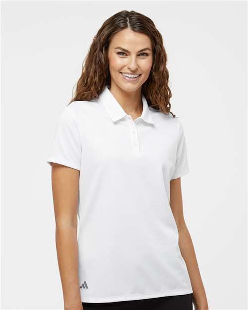 adidas A581 Women's Micro Piqué Polo - White - OnModelFront