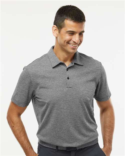 adidas A582 Men's Heathered Polo - Black Melange - OnModelFront