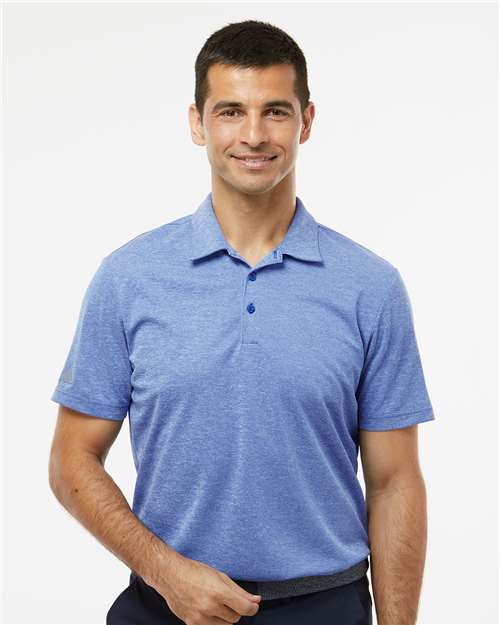 adidas A582 Men's Heathered Polo - Collegiate Royal Melange - OnModelFront