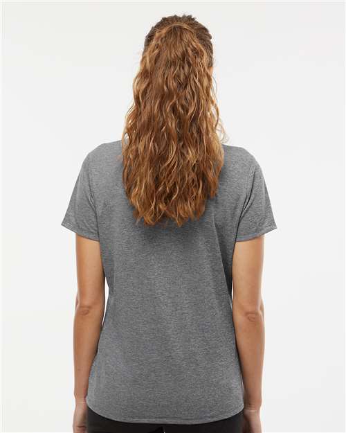 adidas A583 Women's Heathered Polo - Black Melange - OnModelBack