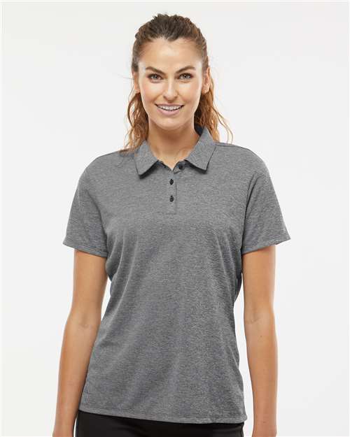 adidas A583 Women's Heathered Polo - Black Melange - OnModelFront