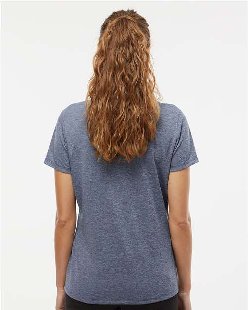 adidas A583 Women's Heathered Polo - Collegiate Navy Melange - OnModelBack