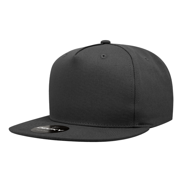 Decky-1064-5 Panel High Profile Structured Cotton Blend Snapback - Black