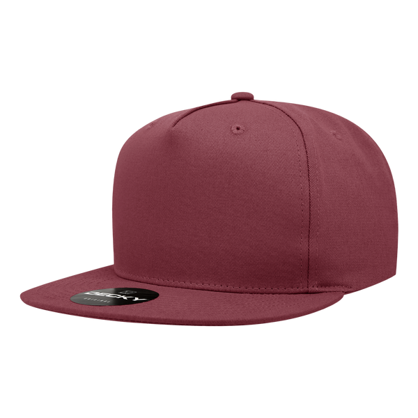 Decky-1064-5 Panel High Profile Structured Cotton Blend Snapback - Maroon
