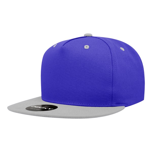 Decky-1064-5 Panel High Profile Structured Cotton Blend Snapback - Royal/White