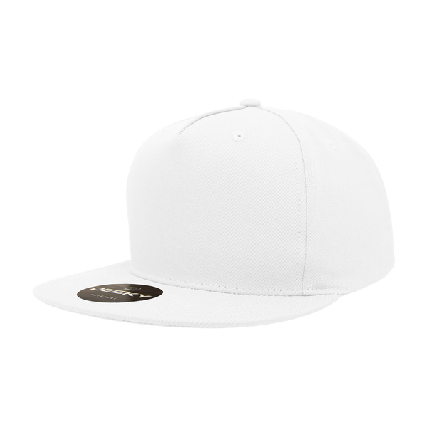 Decky-1064-5 Panel High Profile Structured Cotton Blend Snapback - White